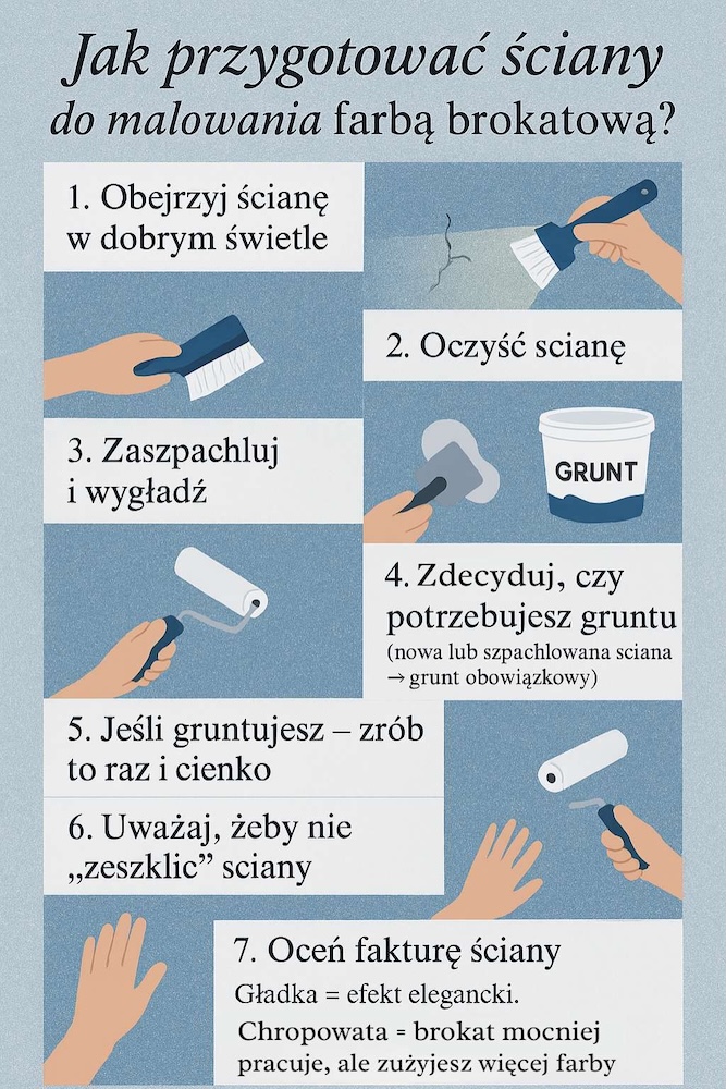 malowanie ścian farbą z brokatem - przygotowanie przygotowanie ścian do malowania farbą z brokatem