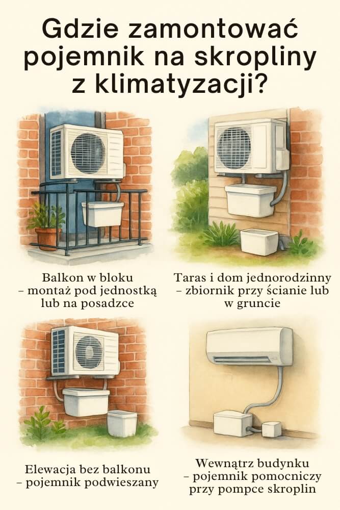 miejsce pojemnika na skropliny z klimatyzacji