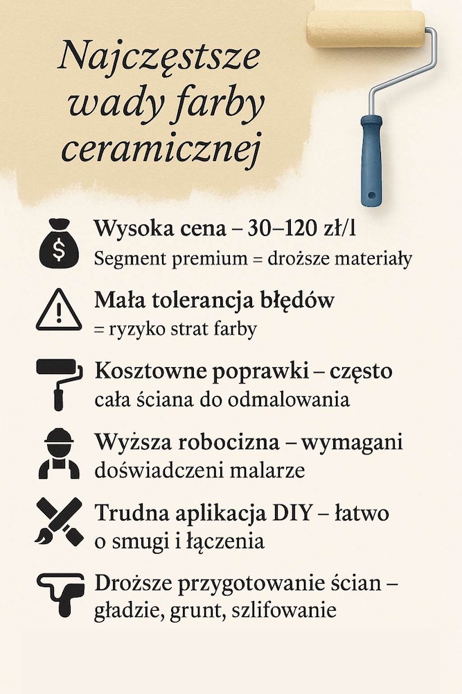 wady farby ceramicznej - główne minusy 