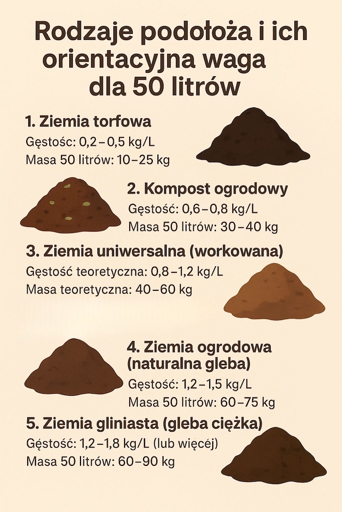 50 l ziemi ile to kg ze względu na rodzaj 