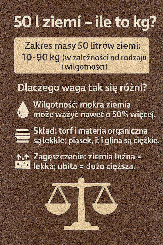 50 l ziemi ile to kg - przelicznik 