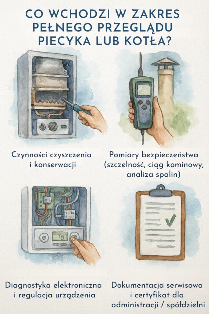elementy przeglądu piecyka gazowego