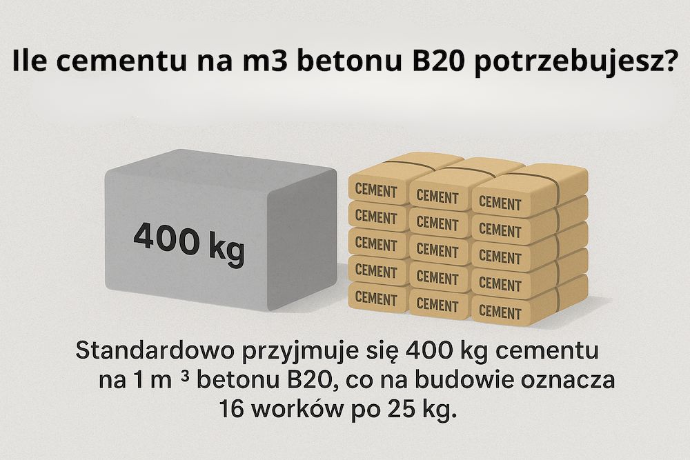 ile cementu na m3 betonu b20 - standardowy zakres 