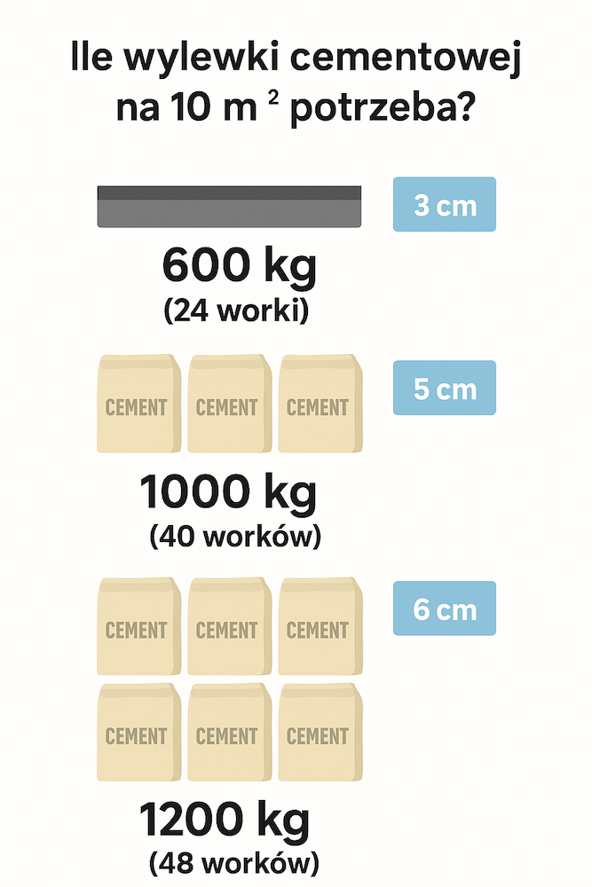 ile worków wylewki na 10 m2 cementu 