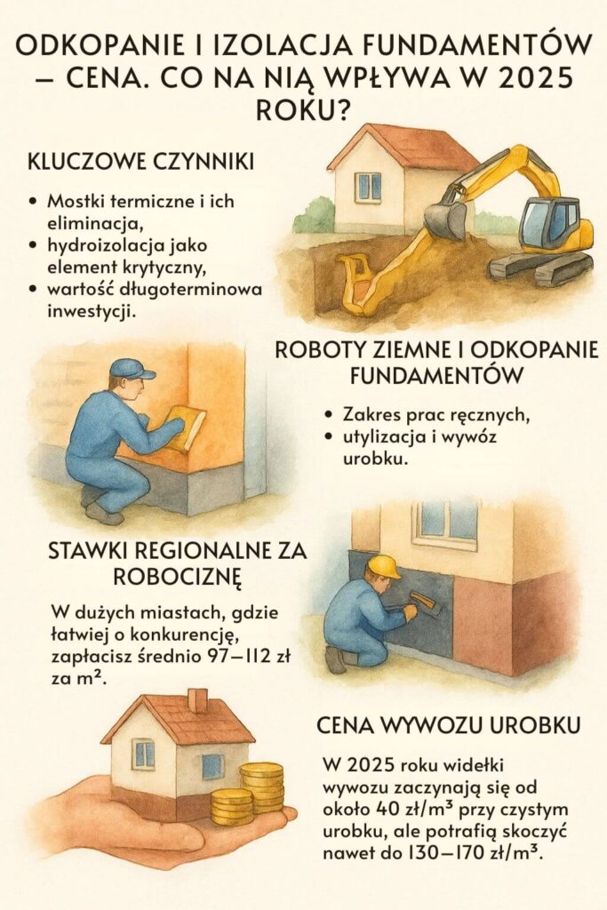 Odkopanie i izolacja fundamentów - cena w 2025 roku - od czego zależy