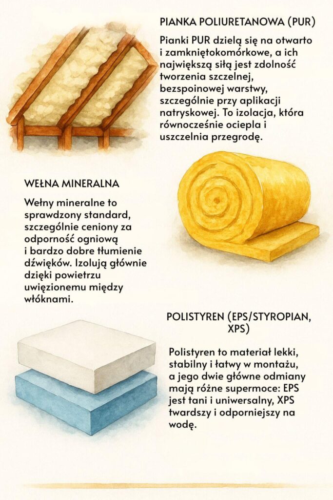 Porównanie materiałów do izolacji - infografika 