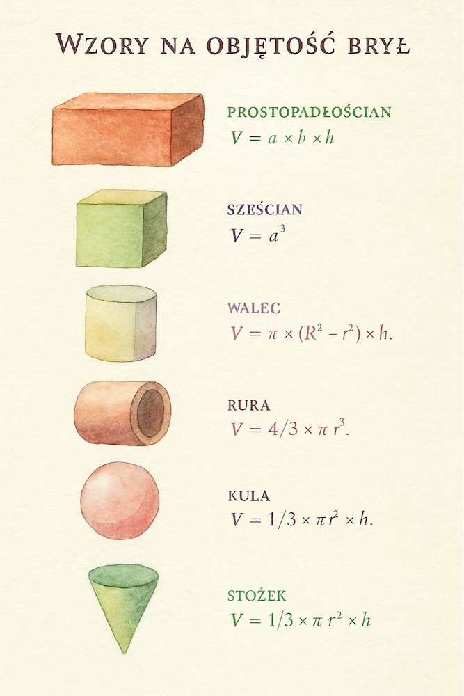 wzory na obliczanie objętości brył 